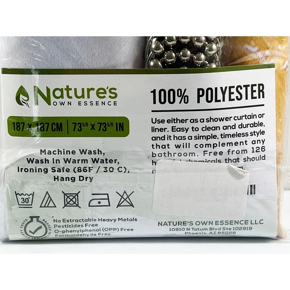 Nature's Own Essence Shower Curtain Liner Turtle & Orange Fruit  73